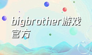 bigbrother游戏官方