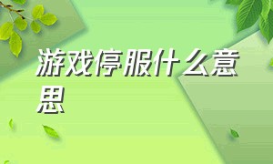 游戏停服什么意思