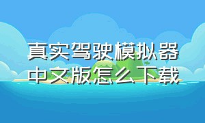 真实驾驶模拟器中文版怎么下载