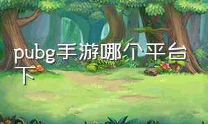 pubg手游哪个平台下（pubg手游官网没有下载入口）