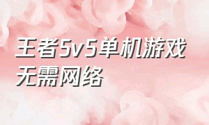 王者5v5单机游戏无需网络