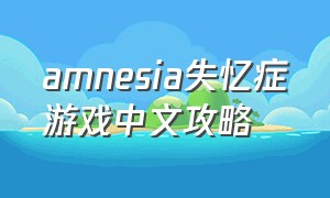 amnesia失忆症游戏中文攻略