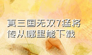 真三国无双7猛将传从哪里能下载（真三国无双7猛将传电脑怎么下载）