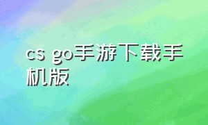 cs go手游下载手机版