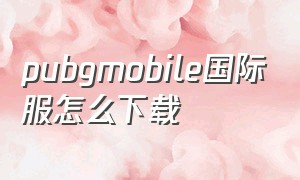 pubgmobile国际服怎么下载