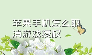 苹果手机怎么取消游戏授权