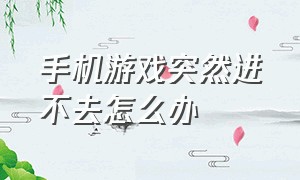 手机游戏突然进不去怎么办