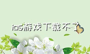 ios游戏下载不了（ios游戏助手）