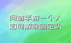 问道手游一个人如何解除固定队