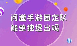 问道手游固定队能单独退出吗