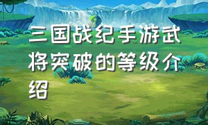 三国战纪手游武将突破的等级介绍