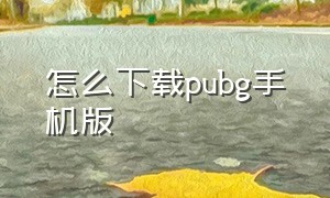 怎么下载pubg手机版