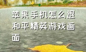 苹果手机怎么退和平精英游戏画面