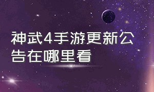 神武4手游更新公告在哪里看（神武4手游怎么看是不是回归）