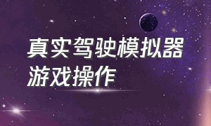 真实驾驶模拟器游戏操作