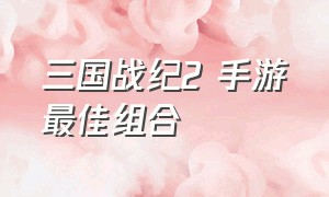 三国战纪2 手游最佳组合