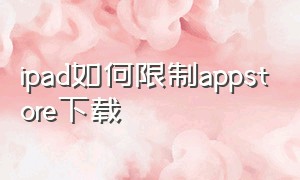 ipad如何限制appstore下载