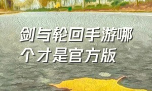 剑与轮回手游哪个才是官方版