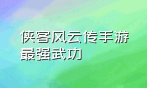 侠客风云传手游最强武功