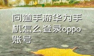 问道手游华为手机怎么登录oppo账号