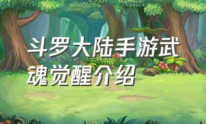 斗罗大陆手游武魂觉醒介绍（斗罗大陆手游武魂觉醒地方在哪）