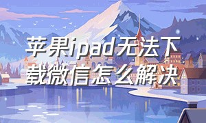 苹果ipad无法下载微信怎么解决