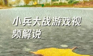 小兵大战游戏视频解说（小兵游戏解说6分钟）