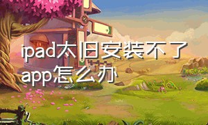 ipad太旧安装不了app怎么办