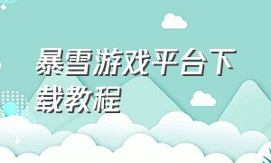 暴雪游戏平台下载教程