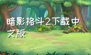 暗影格斗2下载中文版
