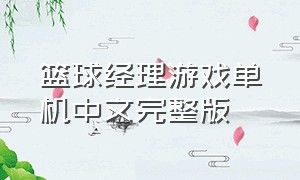 篮球经理游戏单机中文完整版