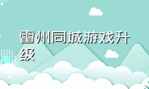 雷州同城游戏升级