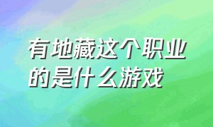 有地藏这个职业的是什么游戏