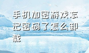 手机加密游戏忘记密码了怎么卸载（手机怎么把游戏密码去掉）