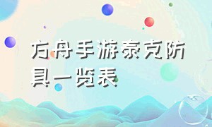 方舟手游泰克防具一览表