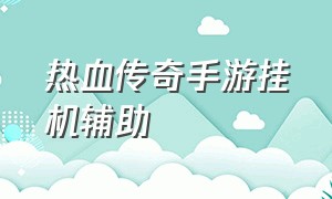 热血传奇手游挂机辅助（热血传奇手游挂机辅助免费版苹果）