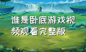 谁是卧底游戏视频观看完整版（谁是卧底游戏视频花果山）