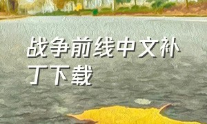战争前线中文补丁下载