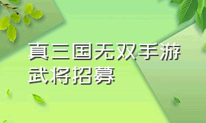 真三国无双手游武将招募（真三国无双手游招募哪个州武将好）