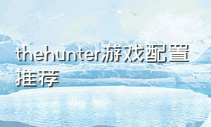 thehunter游戏配置推荐