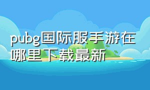 pubg国际服手游在哪里下载最新