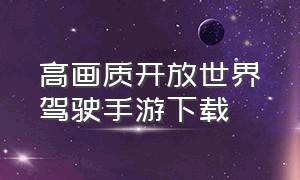 高画质开放世界驾驶手游下载