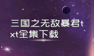 三国之无敌暴君txt全集下载（三国之无双暴君免费阅读全文）