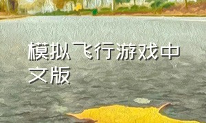 模拟飞行游戏中文版