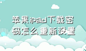 苹果ipad下载密码怎么重新设置