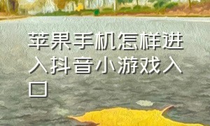 苹果手机怎样进入抖音小游戏入口