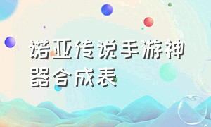 诺亚传说手游神器合成表（诺亚传说手游合装备怎么选属性）