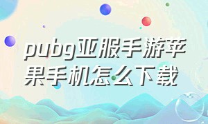 pubg亚服手游苹果手机怎么下载