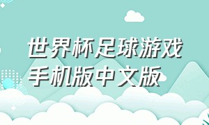 世界杯足球游戏手机版中文版