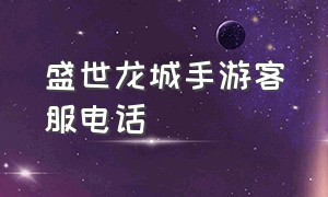 盛世龙城手游客服电话